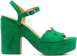 Chie Mihara 120mm suede wedge sandals Green