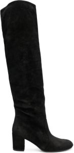 Chie Mihara 65mm knee-high heeled suede boots Black