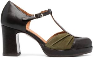 Chie Mihara 80mm leather suede-trim pumps Brown