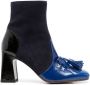 Chie Mihara 85mm tassel panelled leather boots Blue - Thumbnail 1