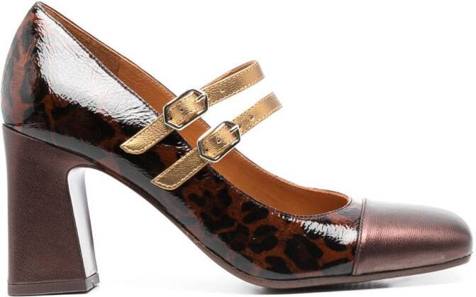 Chie Mihara Oly 90mm leopard-print leather pumps Brown