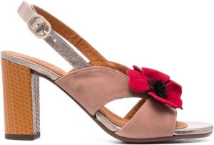 Chie Mihara 90mm floral-appliqué sandals Neutrals