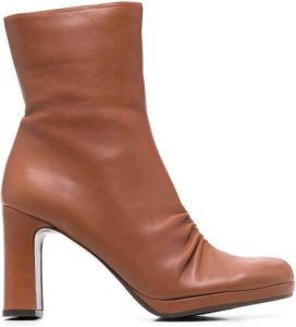 Chie Mihara 95mm mid-calf ruched boots Brown