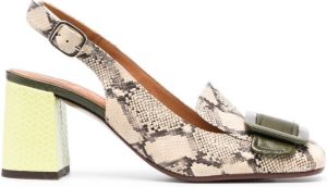 Chie Mihara animal-print ankle-strap 80mm pumps Neutrals