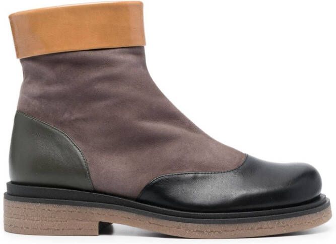 Chie Mihara ankle panelled leather boots Brown
