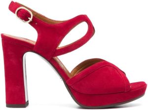 Chie Mihara block-heel suede sandals Red