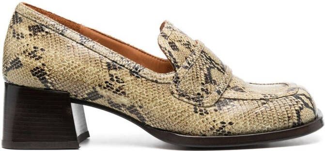 Chie Mihara Bolsin python-print loafers Neutrals