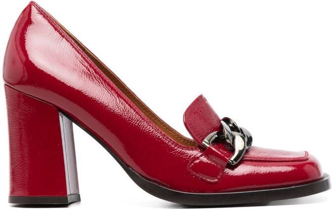 Chie Mihara chain link-detail 95mm pumps Red