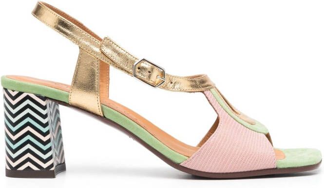 Chie Mihara colour-block panel detail sandals Green