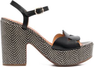 Chie Mihara cut-out 115 mm leather platform sandals Black