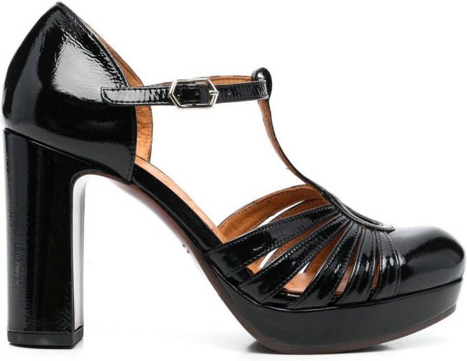 Chie Mihara cut-out leather 100mm pumps Black