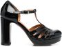 Chie Mihara cut-out leather 100mm pumps Black - Thumbnail 1