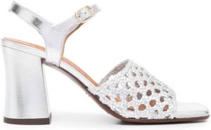 Chie Mihara metallic woven open-toe 90mm sandals Silver