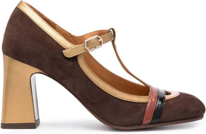 Chie Mihara Odaina 85mm suede Mary Jane pumps Brown