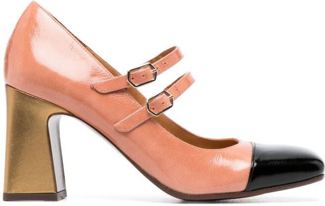 Chie Mihara Oly 85mm block-heel pumps Gold