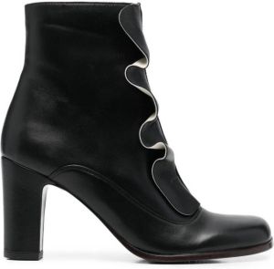 Chie Mihara ruffle-detail 85mm boots Black
