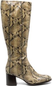 Chie Mihara Shia python-print knee boots Neutrals