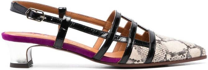 Chie Mihara snakeskin-print caged mules Neutrals