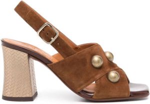 Chie Mihara stud embellished 80 mm suede sandals Brown