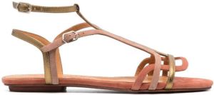 Chie Mihara suede leather flat sandals Brown