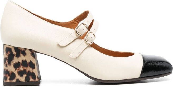 Chie Mihara tow-tone buckled 60mm pumps Neutrals