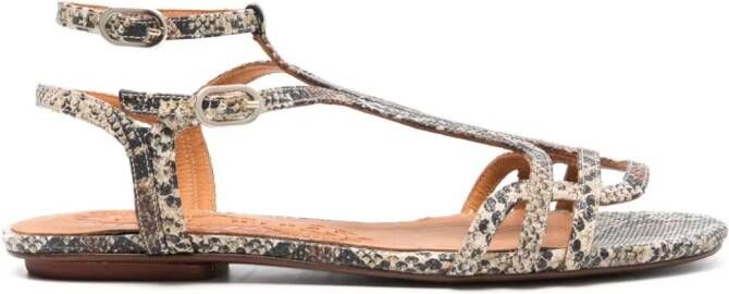Chie Mihara Yael snake-print leather sandals Neutrals