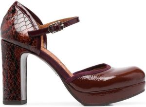 Chie Mihara Yalo contrast-panel 105mm pumps Brown