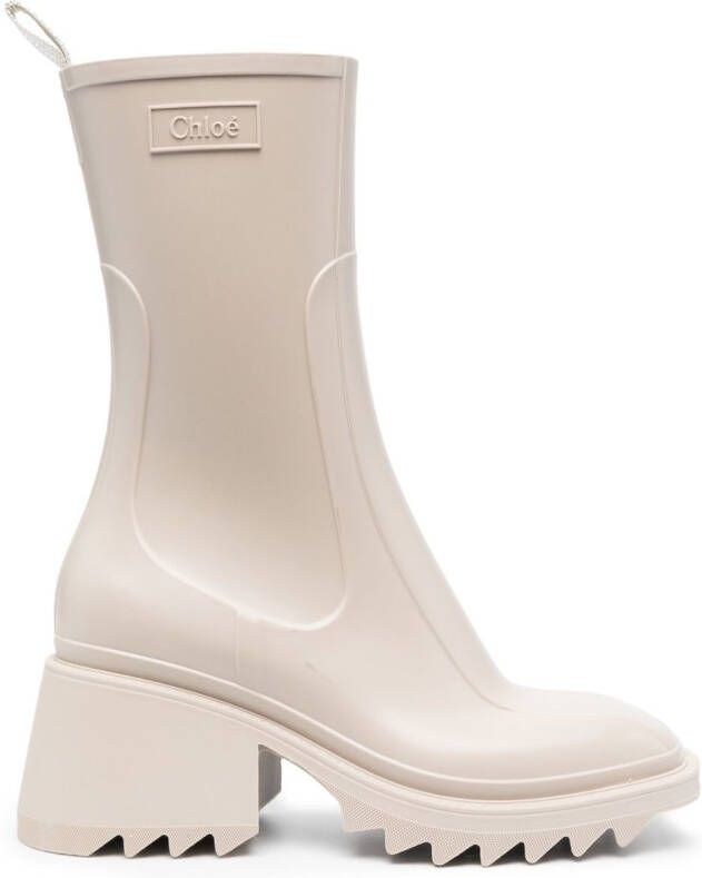 Chloé 70mm debossed-logo chunky boots Neutrals