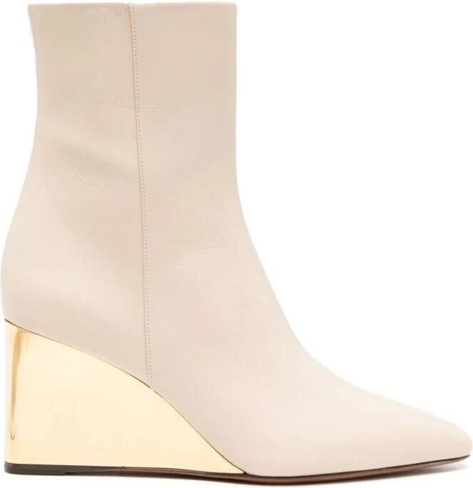 Chloé 80mm Rebecca leather wedge boots Neutrals