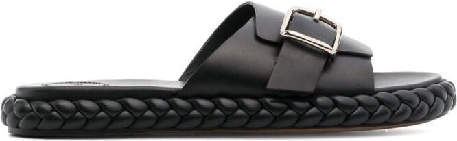 Chloé braided-sole leather slides Black