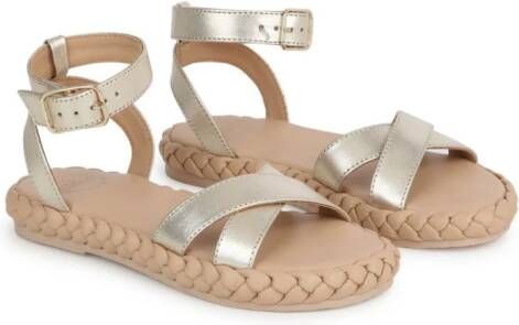 Chloé Kids braided-sole leather sandals Gold