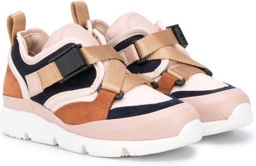 Chloé Kids buckle fastening low-top sneakers Pink