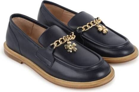 Chloé Kids chain-link leather moccasins Blue