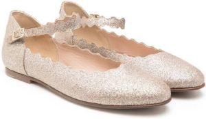 Chloé Kids glitter-detail ballerina shoes Gold