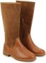 Chloé Kids logo-engraved suede knee-length boots Brown - Thumbnail 1