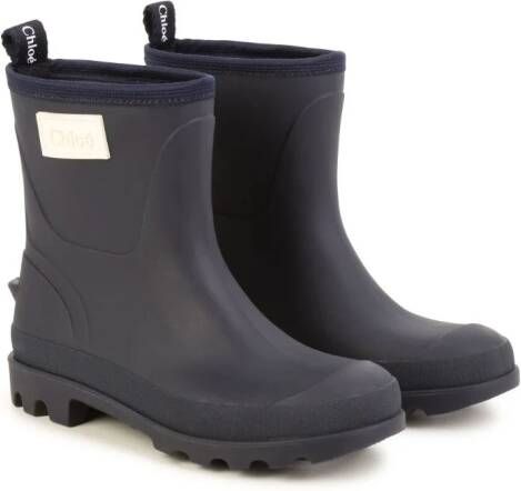 Chloé Kids logo-patch ankle wellies Black