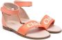 Chloé Kids logo-print ankle-strap sandals Orange - Thumbnail 1