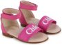 Chloé Kids logo-print leather sandals Pink - Thumbnail 1