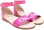 Chloé Kids logo-print leather sandals Pink - Thumbnail 1