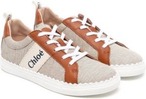 Chloé Kids logo-print low-top sneakers Brown