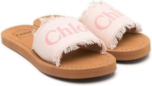 Chloé Kids logo-print sandals Neutrals