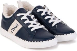 Chloé Kids logo-tape low-top sneakers Blue