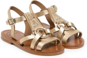 Chloé Kids ring-embellished flat sandals Gold
