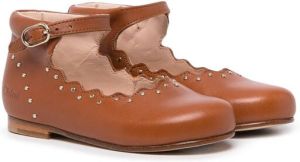 Chloé Kids scalloped ballerina shoes Brown