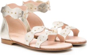 Chloé Kids touch-strap leather sandals Gold