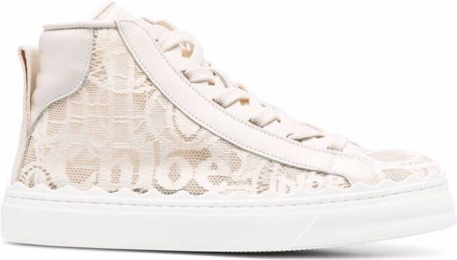 Chloé logo lace panels hi-top sneakers Neutrals