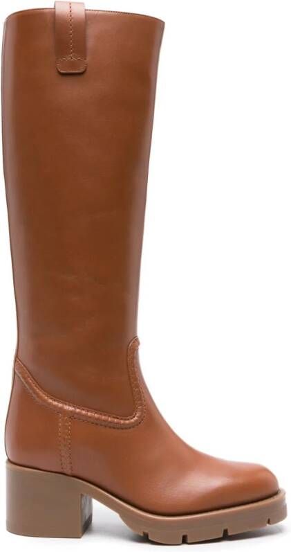 Chloé Mallo 60mm leather knee boots Brown