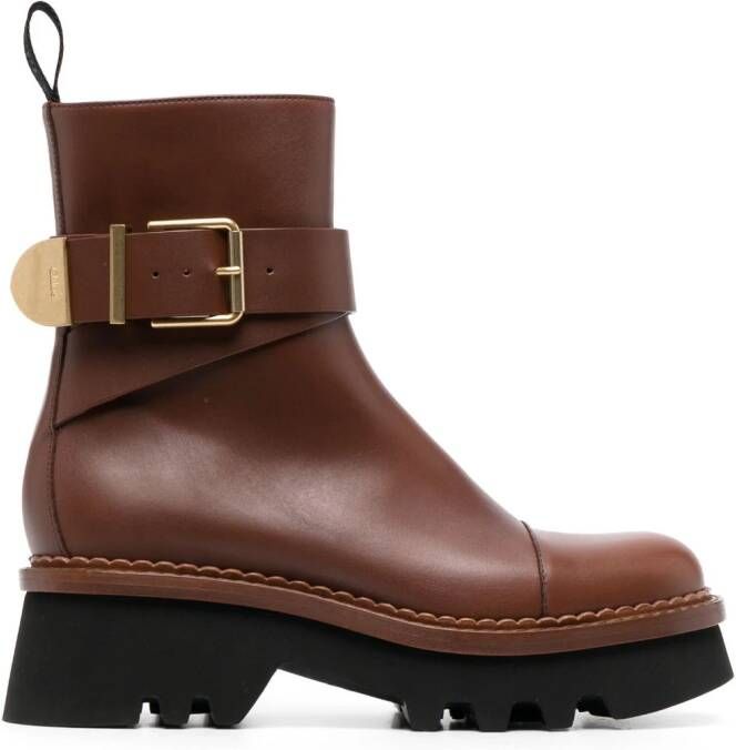 Chloé Owena ankle leather boots Brown