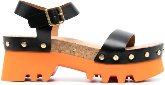 Chloé Owena leather platform sandals Black