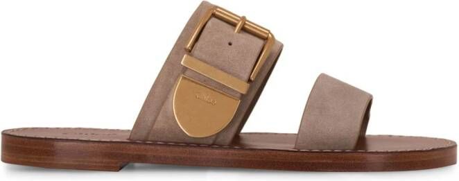 Chloé Rebecca double-strap suede sandals Brown